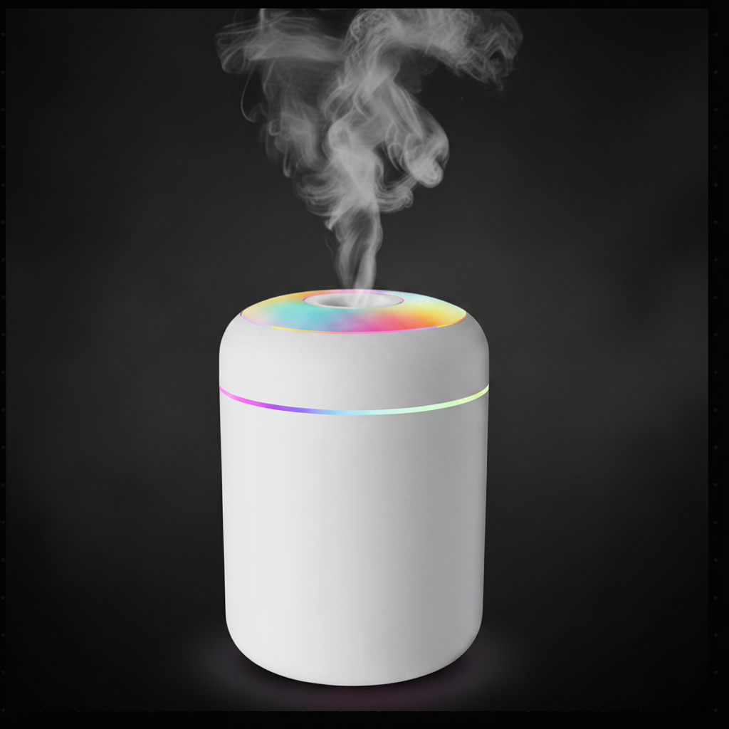 Humidificateur blanc fond sombre