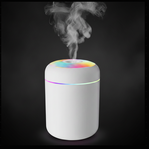 Humidificateur blanc fond sombre