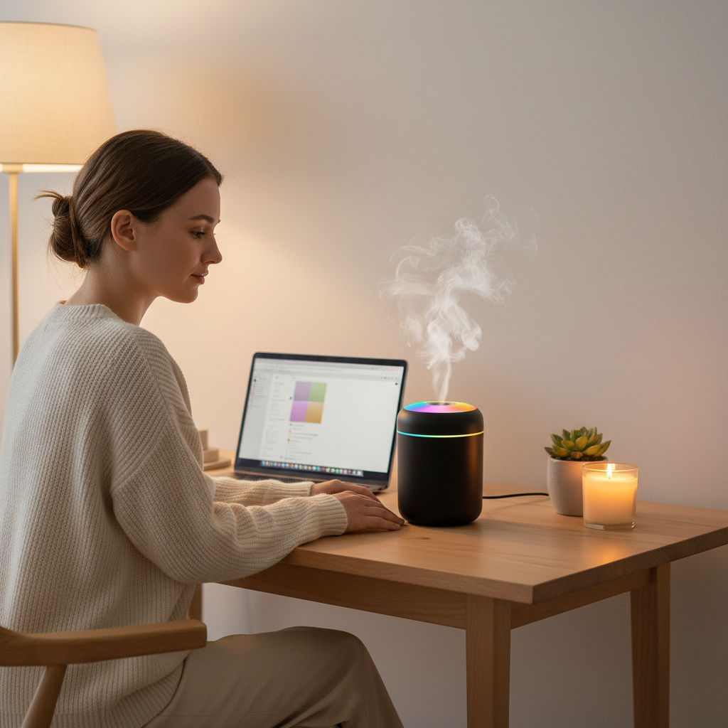 Humidificateur noir LED multicolore vapeur